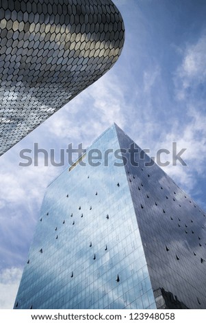 MEXICO CITY, MEXICO -  DEC, 27, 2012: Plaza Carso is a building complex consisting of the Soumaya museum, commercial and residential buildings in Mexico City. Mexico City, Mexico on Dec, 27, 2012.