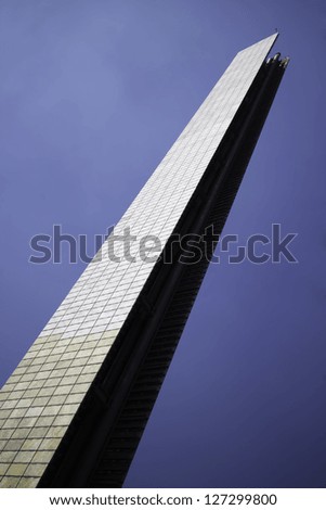 MEXICO CITY, MEXICO - FEB, 2, 2013: The Estela de Luz (Pillar of Light) is a monument in Mexico City built in 2011 to commemorate the bicentenary of Mexico\'s independence. Mexico City on Feb, 2, 2013.