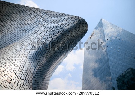 MEXICO CITY, MEXICO -  APR, 25, 2015: Soumaya museum with over 66,000 works from 30 centuries of art . Mexico City, Mexico on APR, 25, 2015.