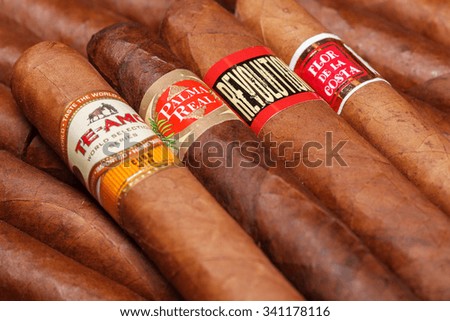 Ciudad de Mexico, Mexico - August 1, 2015: Mexican Cigars. Mexican Cigars are generally cheaper and milder, but flavorful and very aromatic, when compared to Cuban or other Central American cigars.