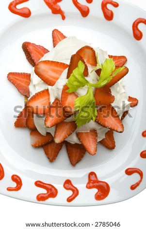Decorated Strawberry dessert isolated in white background