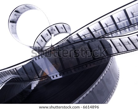 black and white 35mm. stock photo : 35 mm black and white film isolated in white background