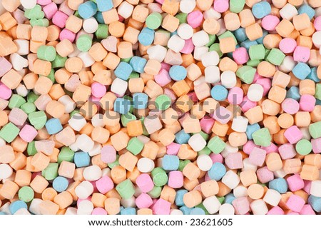 Mexican candies in pastel colors. Top View. Great Background.