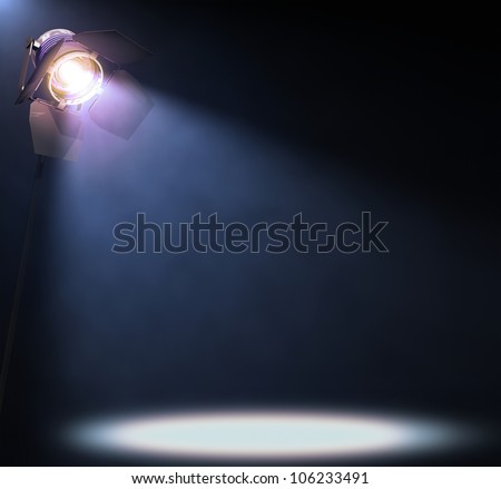 The Lights Illuminate The Area Where Someone Or Something Important Is In The Spotlight. His Text Or Image In The Center Of The Lights.