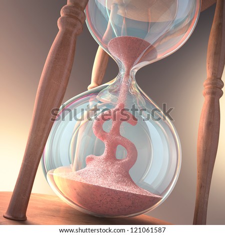 Hourglass forming sign of money. Concept of time is money.