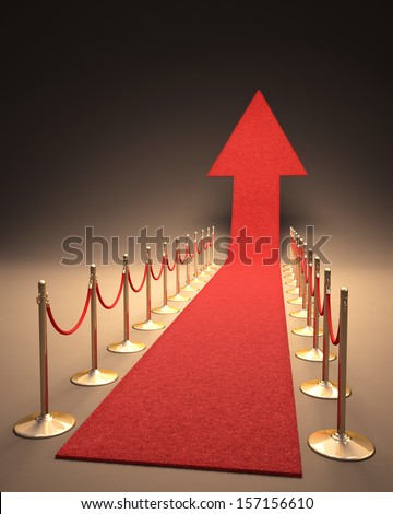 Red carpet arrow-shaped up. Your text next to the arrow.