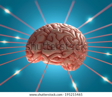 Concept human brain sending energy through the cables.