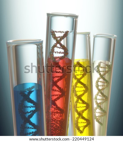 Test tube with dna inside. Concept of manipulation of the genetic code. Clipping path included.