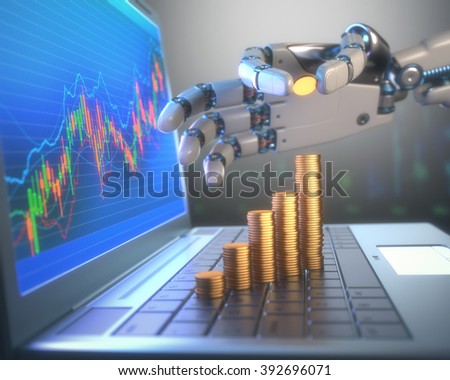 3D image concept of software (Robot Trading System) used in the stock market that automatically submits trades to an exchange without any human interventions.