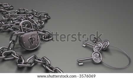 Chains and padlock symbolizing the freedom and also the slavery.