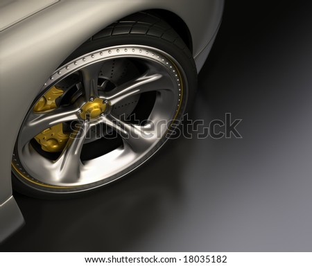 Chromed wheel with yellow details. Exclusive design, good to use without reference of mark. Your text on the right space.