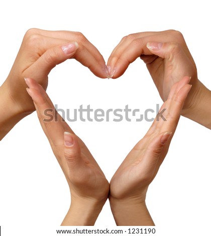 stock photo : Heart made from hands conceptual symbol isolated on white