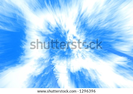 Abstract light blue motion blur effect moving fast in tube background