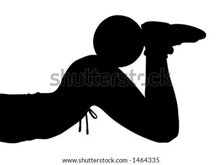stock photo Sexy girl black white silhouette with soccer ball on her butt