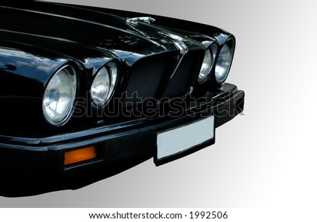 Black Jaguar isolated with clipping path on gray