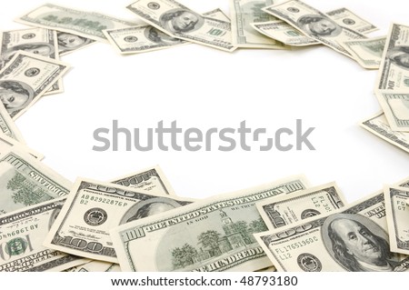 stock photo : Frame made from dollar bills isolated on white background