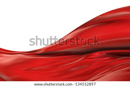 Abstract red cloth on a white background, image isolated