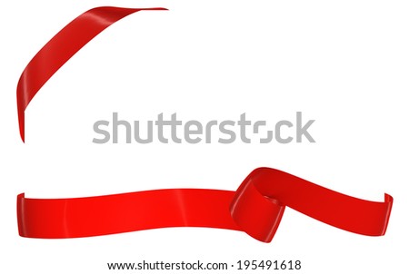 Card note with ribbon on white background, image isolated