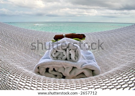 white hammock and  aromatherapy spa stuff.