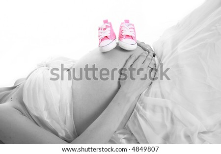 pink pregnant belly. stock photo : Pregnant belly