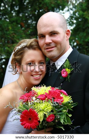 Formal portrait of a bride and groom