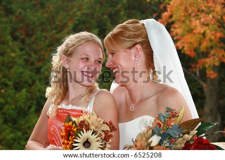 Mother and her daughter on her wedding day.
