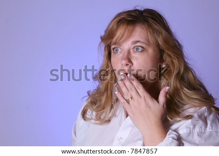 Woman looking surprised or scared