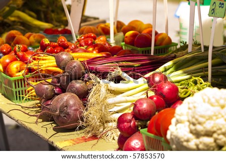 Fresh and local grown vegetables at a market