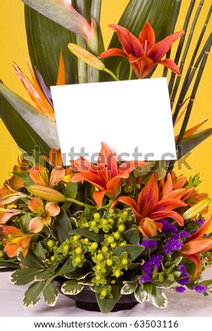 Tropical bouquet with bright colors