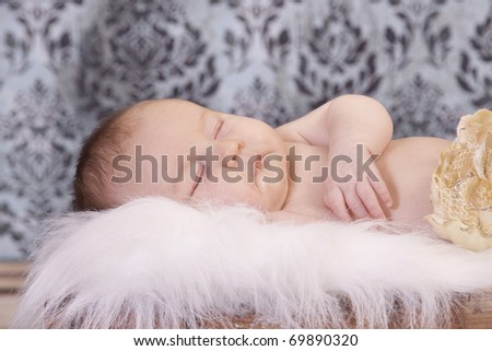 Sleeping baby with vintage background