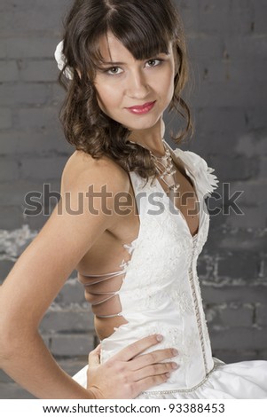 Portrait of a young, beautiful bride, with brown hair