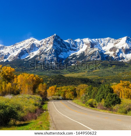 Countryside Road, Fall Season In Colorado