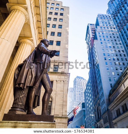 Wide-angle view of the New York Stock Exchange wall street Wide-angle view of the New York Stock Exchange wall street