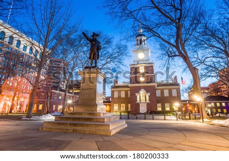 Independence Hall National Historic Park Philadelphia at twilight