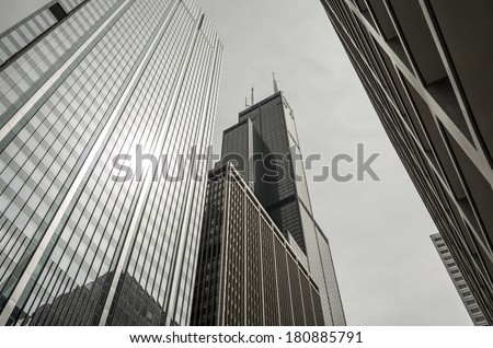 CHICAGO - JULY 16: Isolated image of the Willis Tower (formerly known as the Sears Tower). The name change was announced on July 16, 2013 in Chicago to great protest.