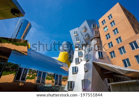 BOSTON - MAY 30: Ray and Maria Stata Center on the campus of MIT May 30, 2014 in Boston, MA. The academic complex was designed by Pritzker Prize-winning architect Frank Gehry.