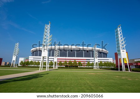 ATLANTA, GEORGIA - August 4: The Georgia Dome in Downtown Atlanta is home to the Atlanta Falcons August 4, 2014 in Atlanta, Georgia.