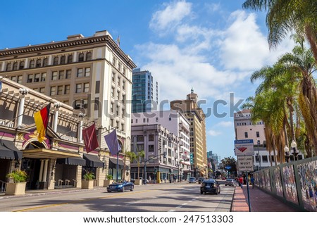 SAN DIEGO, USA - SEPT 28, 2014: San Diego city on September 28, 2014 San Diegois a major city in California, on the coast of the Pacific Ocean in Southern California,