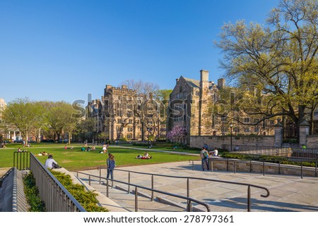 Yale University, New Haven - April 4: Yale University campus on April 4, 2015. It is a private Ivy League research university in New Haven, Connecticut. Founded in 1701