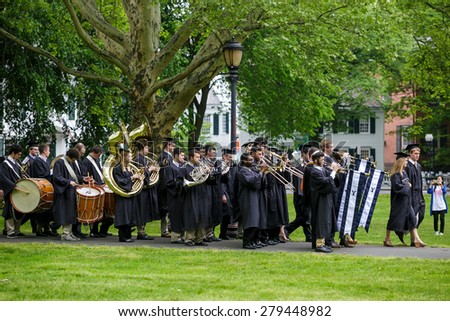 New Haven - May 18: Yale University graduation ceremonies on Commencement Day on May 18, 2015. Yale University is a private Ivy League research university in New Haven, Connecticut. Founded in 1701