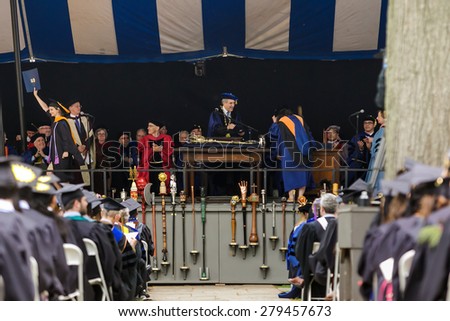 New Haven - May 18: Yale University graduation ceremonies on Commencement Day on May 18, 2015. Yale University is a private Ivy League research university in New Haven, Connecticut. Founded in 1701
