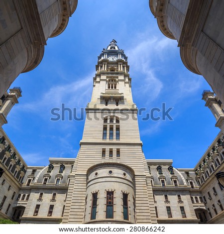 Philadelphia\'s landmark historic City Hall building.