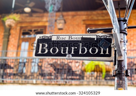 Bourbon Street sign in the French Quarter of New Orleans, Louisiana