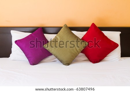 Pillows in three colors