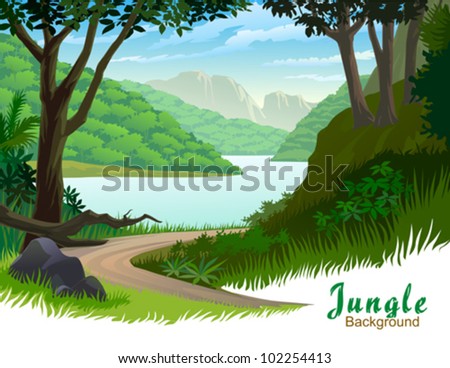 TROPICAL JUNGLE TREES AND SCENIC PATHWAY
