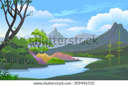 Beauty of nature : River in a scenic hilly place