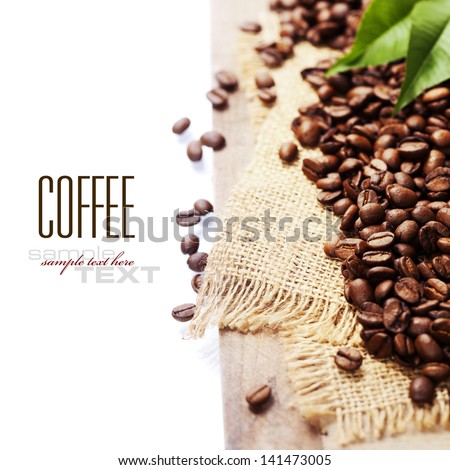 coffee beans isolated on white background (with sample text)