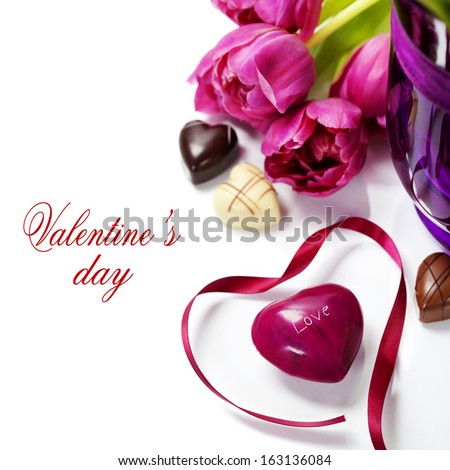 Pink tulips Valentine's day over white with easy removable text Pink tulips Valentine's day over white with easy removable text