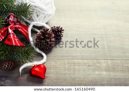 Christmas border design on the wooden background Christmas border design on the wooden background