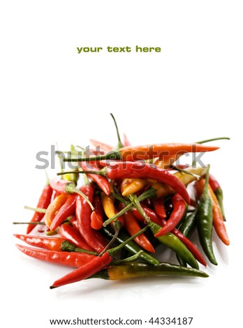 colorful peppers on white background (with sample text)